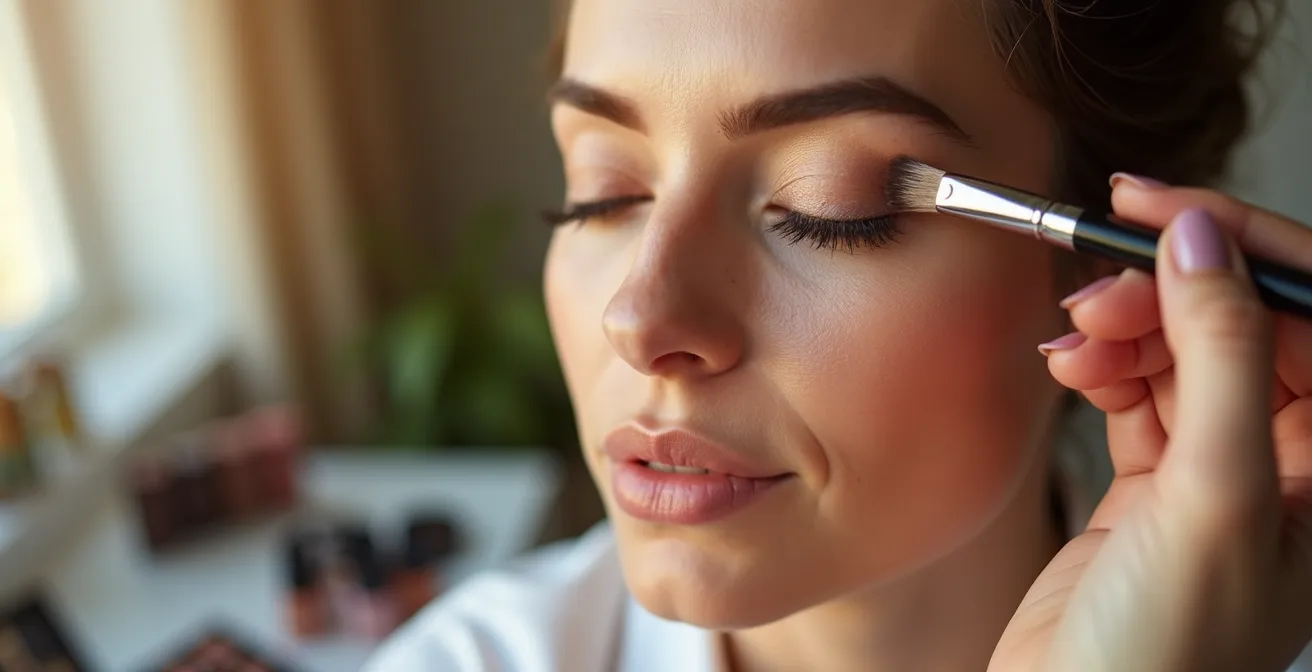 Application sécurisée de fard à paupières liquide avec pinceau professionnel