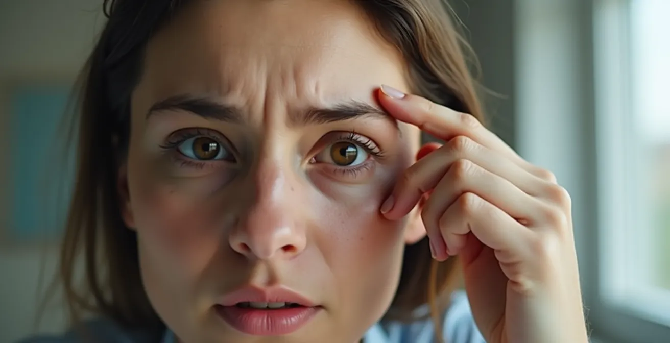 Vue rapprochée d'un œil présentant une rougeur localisée autour de l'iris