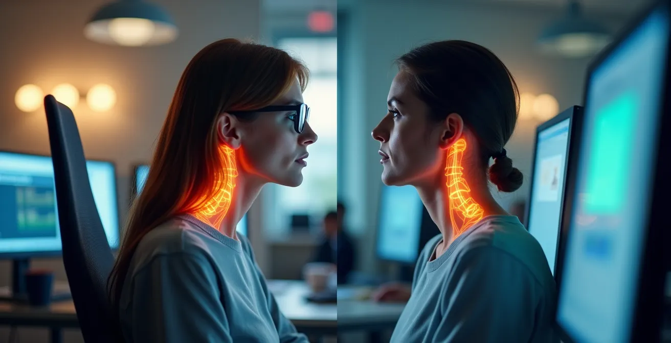 Comparaison de la posture cervicale entre verres progressifs standards et verres dégressifs au travail