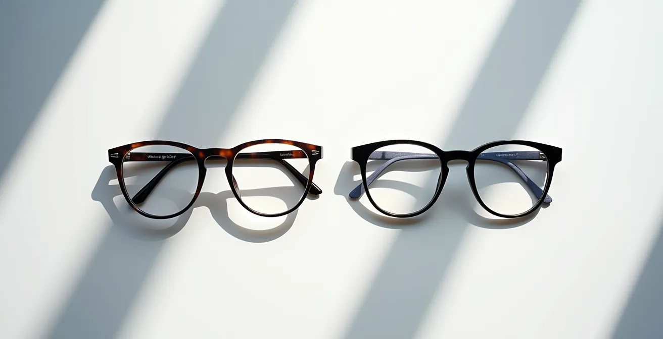 Comparaison visuelle des zones de vision entre verres progressifs et verres de proximité