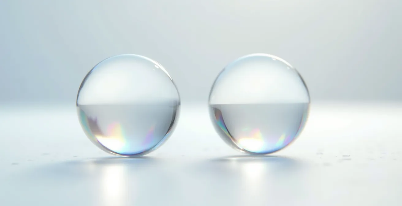 Représentation 3D d'une cornée atteinte de kératocône comparée à une cornée normale