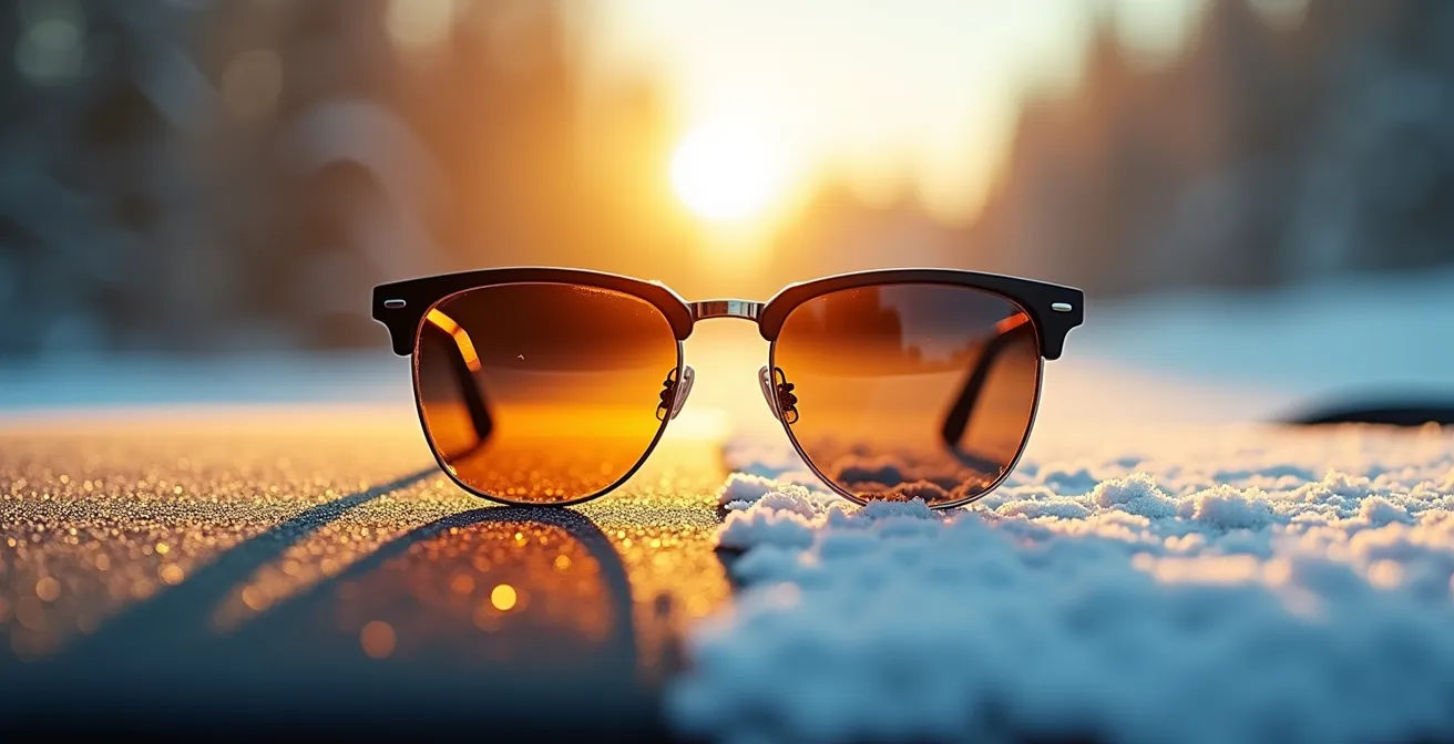 Illustration montrant l'effet de la température sur les verres photochromiques en conditions estivales et hivernales