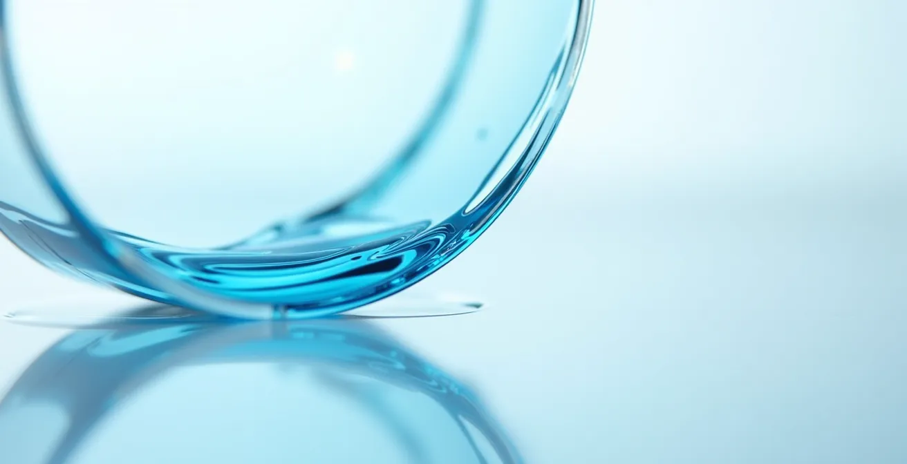 Image macro montrant la précision de l'adaptation d'une lentille rigide sur une surface courbe.