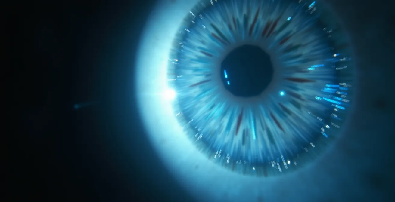 Représentation visuelle des symptômes du décollement de rétine avec voile noir progressif