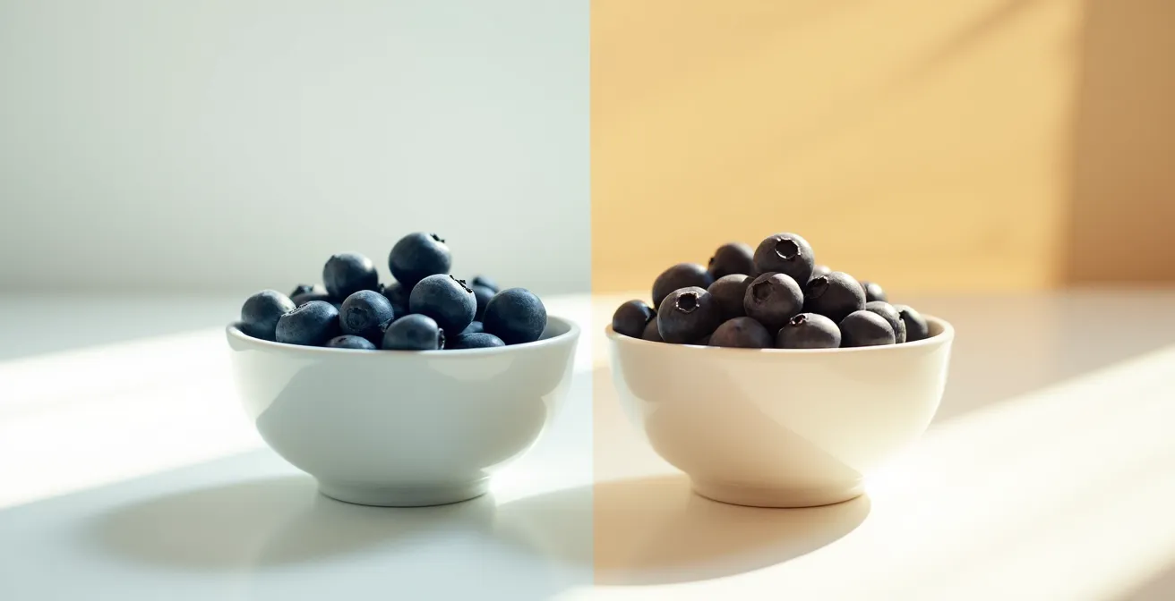 Test de perception visuelle montrant la différence de vision avec voile jaune